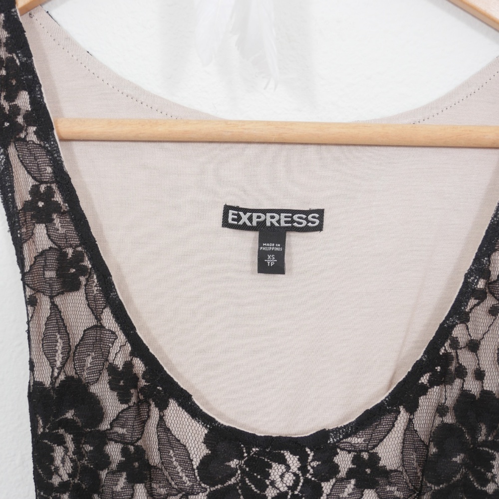 Express black + nude sleeveless lace short dress - Picture 3 of 8